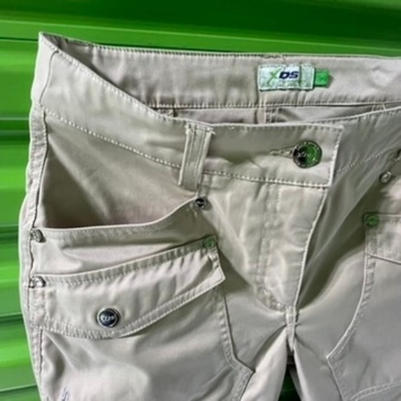 Daily Sports XDS Khaki Cropped Cargo Pants Womens 6 Tan Capri Utility Ankle Zip - Picture 3 of 16